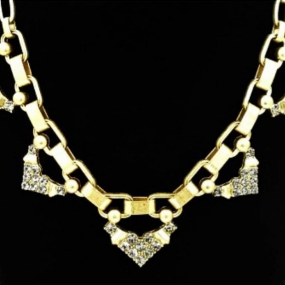 Stella & Dot Gold crystal pave Chevron necklace